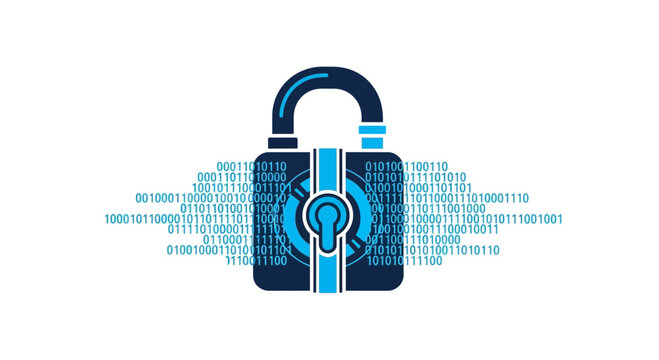 cyber security padlock with binary code