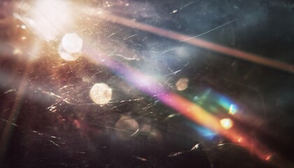 Fototapeta premium Vintage Film Aesthetic: Light Leaks, Scratches, Noise, Iridescent Light, Lens Flare, Bokeh, Dust, Grain, Retro Movie, Photo Burn Effect.
