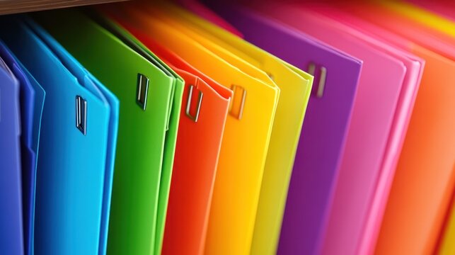 Colorful hanging file folders organization