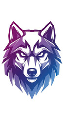 Fototapeta premium Geometric wolf head illustration with gradient colors on transparent background