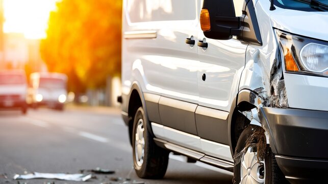 Crumpled Van with Damaged Doors and Panels in Crash