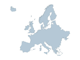 Europe map. Grey political map of Europe continent with country borders. Simple flat geographic design.