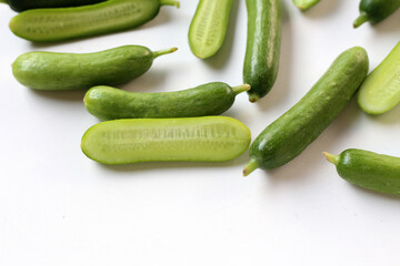 Fresh green organic mini baby bucumbers