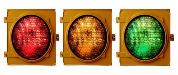signal lights with intricate lens patterns showcasing light diffusion