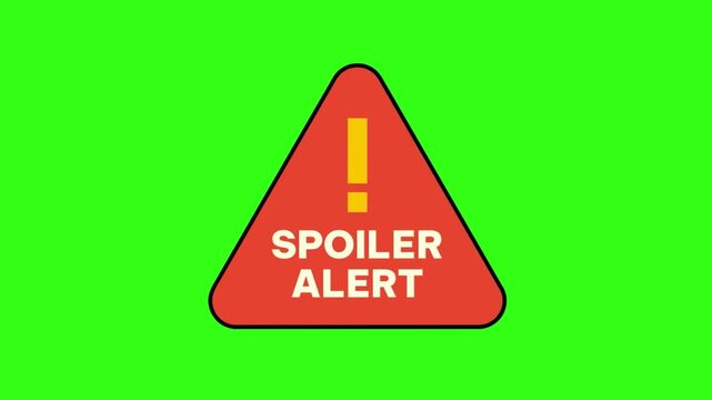 Spoiler alert sign animation on green screen