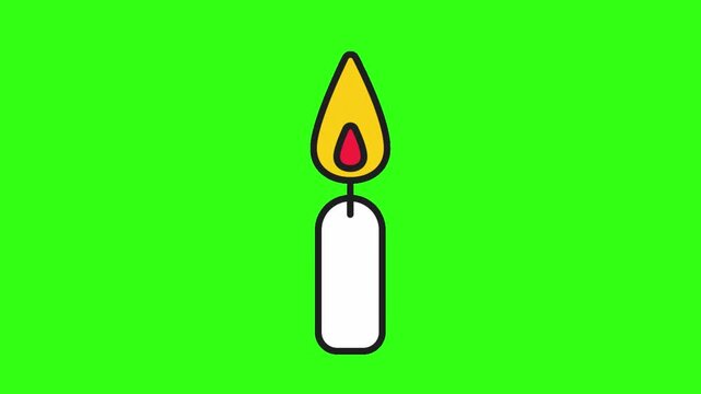 White candle and fire on cartoon animation