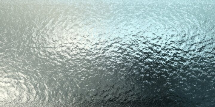 Textured metallic surface displays a dynamic gradient from light silver to deep aqua tones