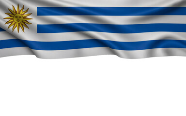 Obraz premium Uruguayan flag waving gently with ample space for text, a symbol of national pride and identity for patriotic designs and travel themes
