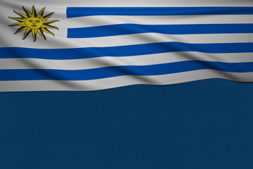 Fototapeta premium Display of patriotic pride with Uruguay flag waving gently with ample space for text, perfect for national holidays and cultural events promotion