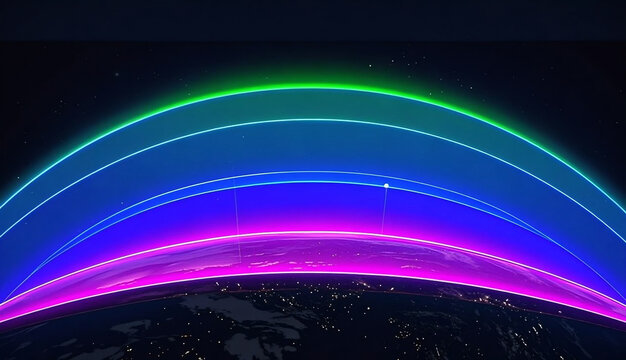 Glowing Atmospheric Layers Above Earth Horizon &ndash; Planetary Energy Field Visualization