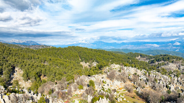 Panorama landscape of Tazı Kanyonu (aka Eagles Canyon, Tazi Canyon) and Bilgelik Vadisi (aka Wisdom Valley). Located in K&ouml;pr&uuml;l&uuml; Canyon National Park, Antalya, Turkey.Tazı Canyon is wonder of nature, l