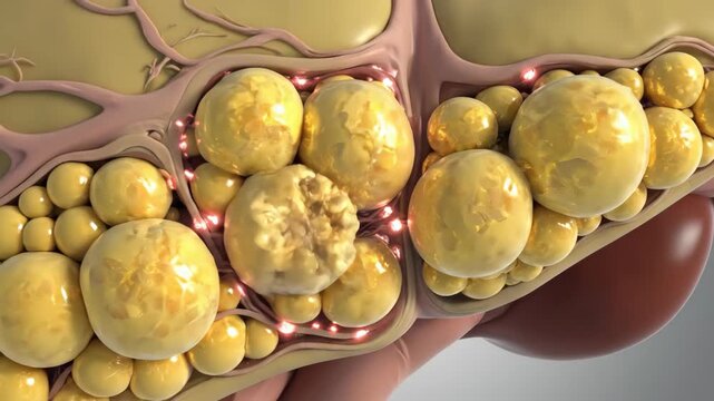 3D Medical Animation of Fatty Liver Disease with Steatosis Cells