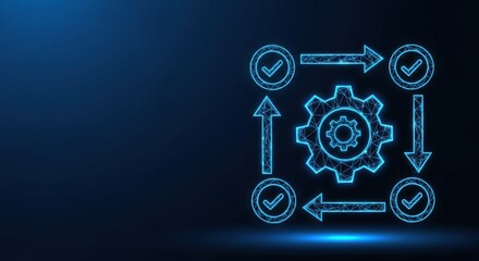 Fototapeta premium Abstract gear and workflow diagram for business process automation technology
