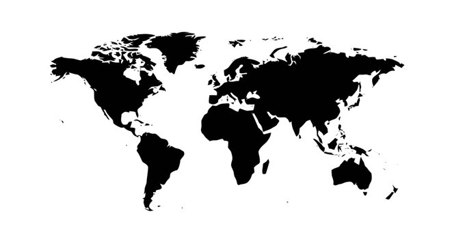 Vector illustration&nbsp;of world map silhouette icon on a transparent background