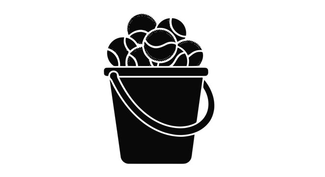 Vector illustration&nbsp;of bucket of tennis balls icon on a transparent background