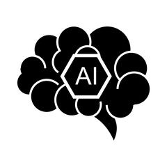 Obraz premium Black icon for artificial intelligence. Minimalist solid line symbol design for technology or education.