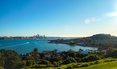 Natural scenic landscape with mountains and open sky in New Zealand