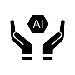 Fototapeta premium Black icon for artificial intelligence. Minimalist solid line symbol design for technology or education.