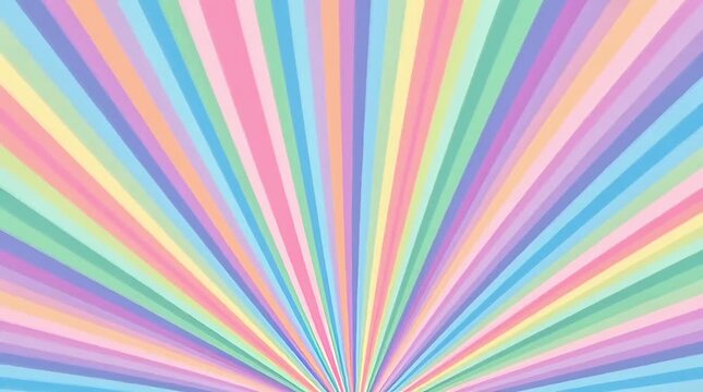Soft pastel sunburst background with radiating colorful stripes creating a retro, cheerful and energetic mood
