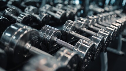 Naklejka premium A row of weightlifting machines, commonly found in a gym for exercise and strength training.