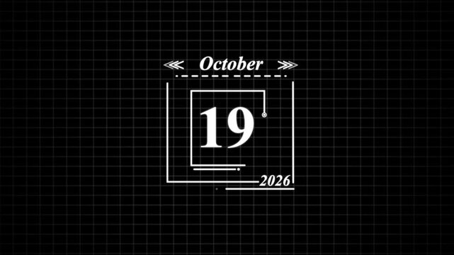 October 19th 2026 Calendar Date Display. Highlighting date Very important date on the calendar.