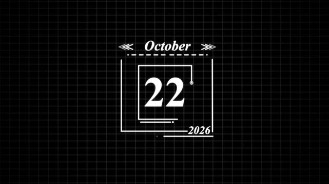 October 22nd 2026 Calendar Date Display . Highlighting date Very important date on the calendar.