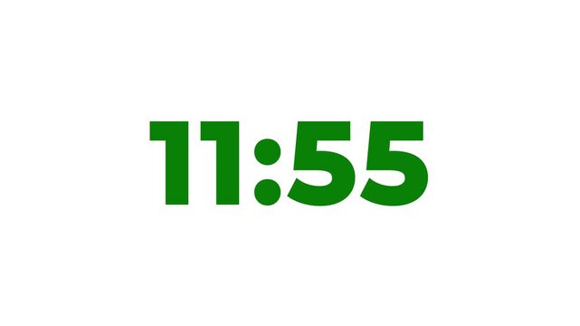 13 minutes Digital countdown. Thirteen minute countdown timer animation on white background.