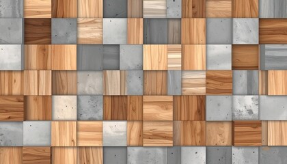 wood and concrete blocks, abstract background, voxel pattern