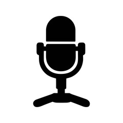 Vintage microphone icon solid black vector illustration