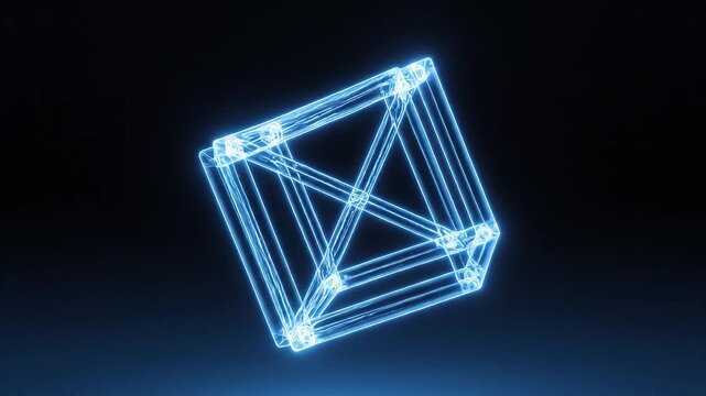 Abstract neon geometric shape on black background for design elements