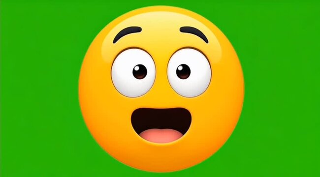 Surprised Emoji Reaction Animation on Green Screen