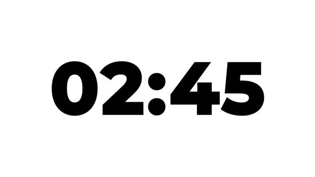 3 minutes countdown with black background. 3 Minute Digital Negative Countdown. seconds on transparent background 180 second countdown timer, Countdown video 4k video
