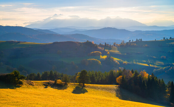 Mountain landscape in the Pieniny National Park at the foot of the Tatra Mountains