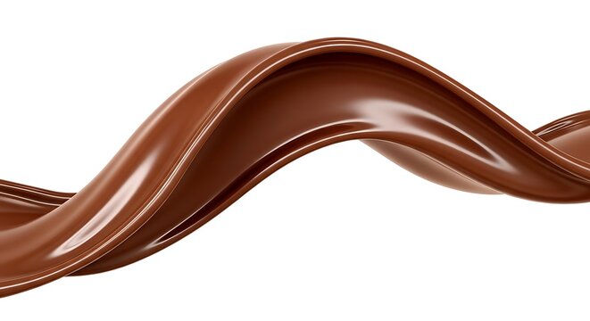 Smooth chocolate wave on white background