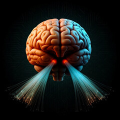 Artificial intelligence brain with fiber optic neural connections. Tecnologia