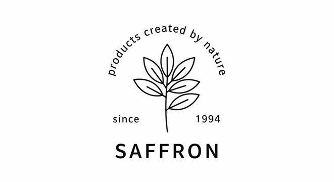 Saffron Logo with Floral Element and Tagline