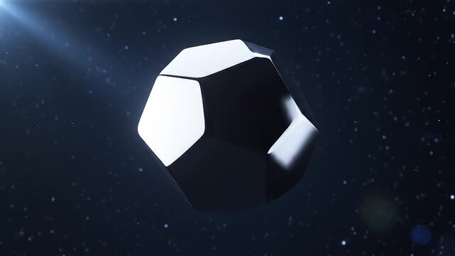 Abstract geometric object floating in space with light effects