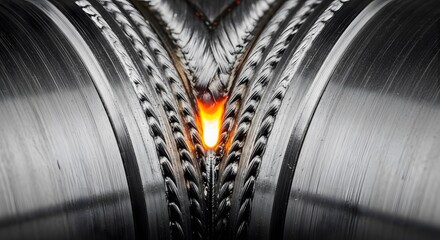 Detailed close-up of a weld seam in steel construction, industrial art and manufacturing , modern corporate concept, texture background, copy space