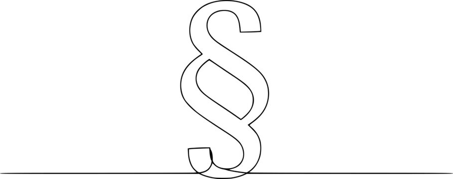 Single line drawing of a paragraph symbol on white background