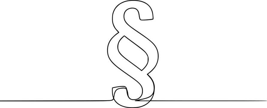 Single line drawing of a paragraph symbol on white background