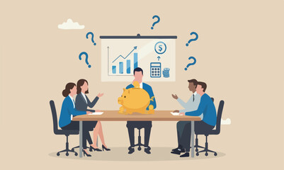 : Stock market, teams together bank illustration is modern, flat design with clean lines and minimal shading like miracle concept, businessman investment wizard using magic wand to make stock price ri © Nazma