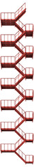 Industrial emergency staircase modular fire escape stairs isolated on transparent background