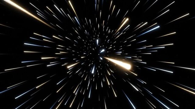 Hyperspace warp speed jump through stars accelerating in deep space for sci-fi intro