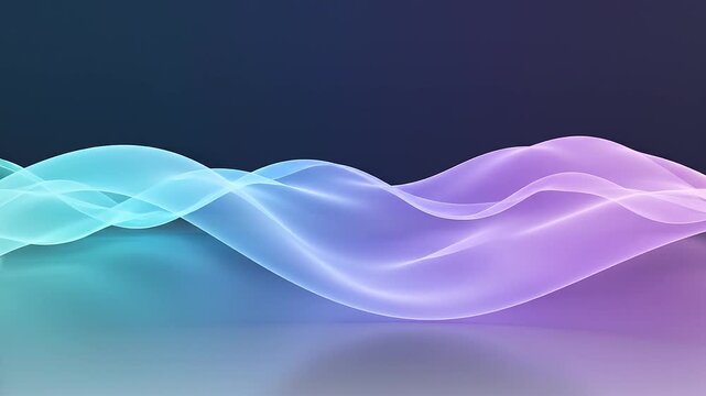 Abstract flowing wave forms in gradient colors against dark background