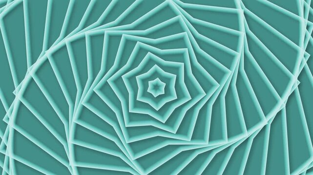 Spiraling pentagonal paper-cut pattern background animation