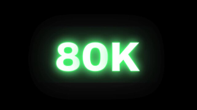 80K Glowing Green Neon Text Animation on Dark Black Background	