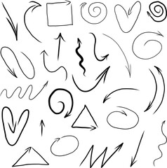 Fototapeta premium Hand drawn arrow vector set. Black doodle pointers and graphic elements collection.