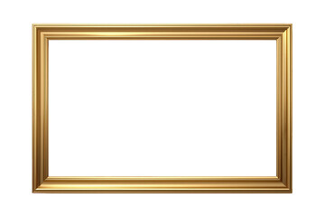 Gold antique picture frame isolated with transparent background, rectangle blank classic border for art or photos