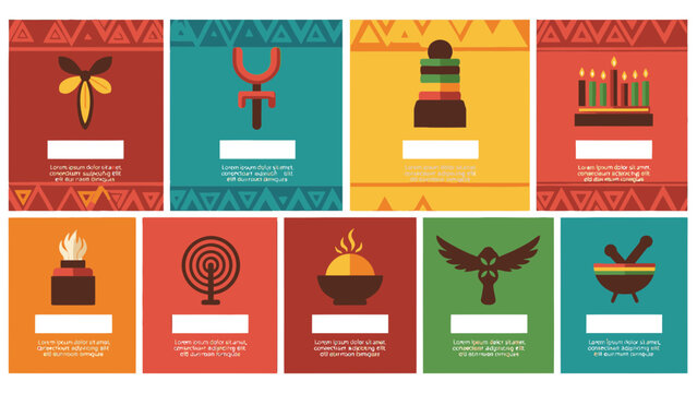 Kwanzaa Symbols Vector Illustration Template for Holiday Greeting Cards and Social Media Posts