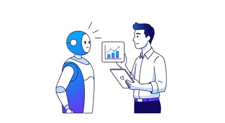 Fototapeta premium AI Digital Assistant Helping Employee with Smart Office Productivity Tools 